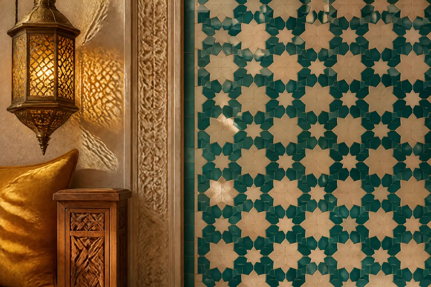 A close-up of Moroccan style materials, furniture and finishes