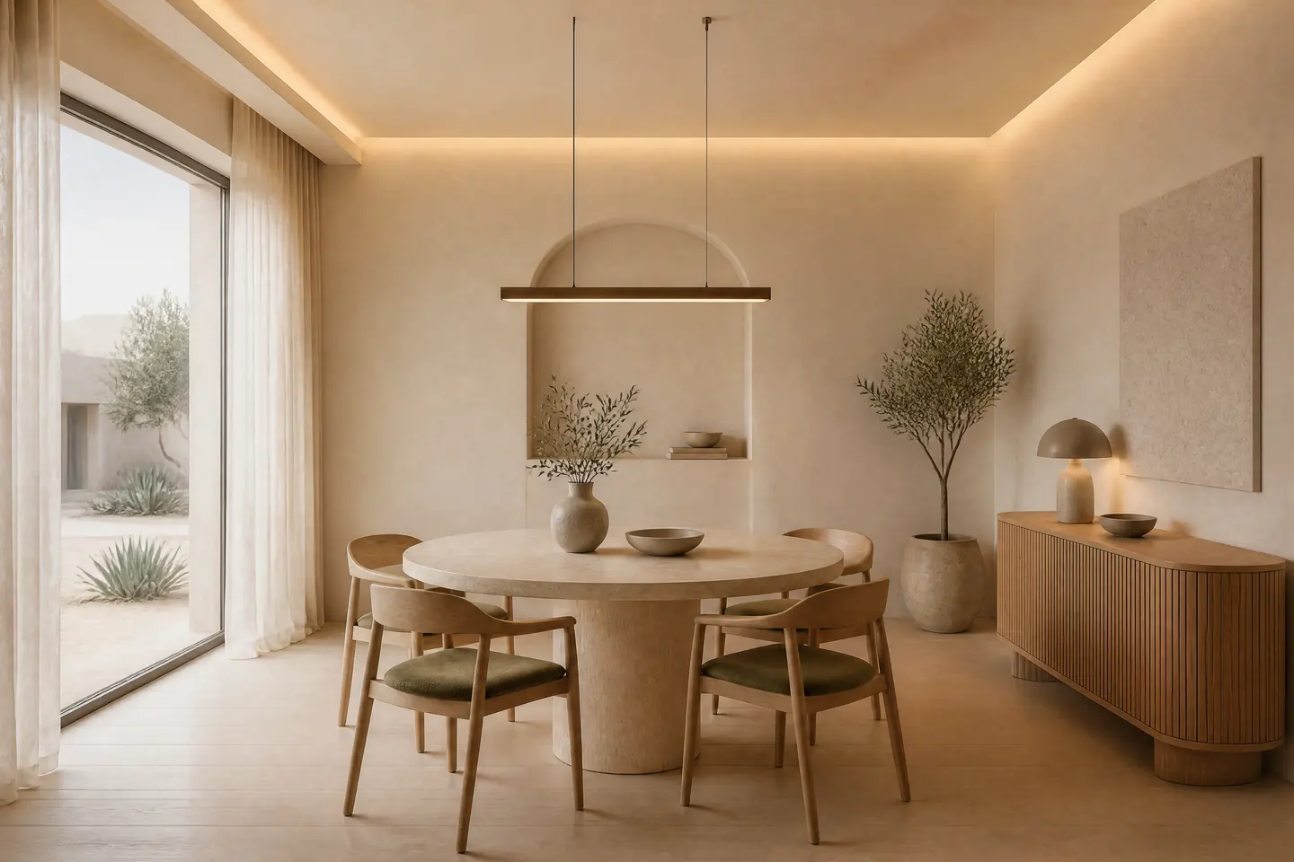 A dining area in the Contemporary style