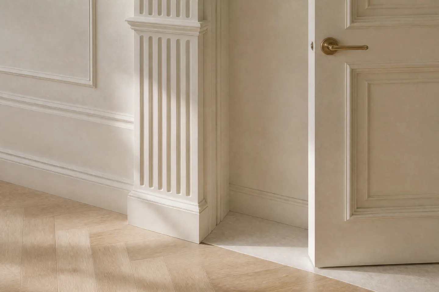 A close-up of Neoclassical style materials, furniture and finishes