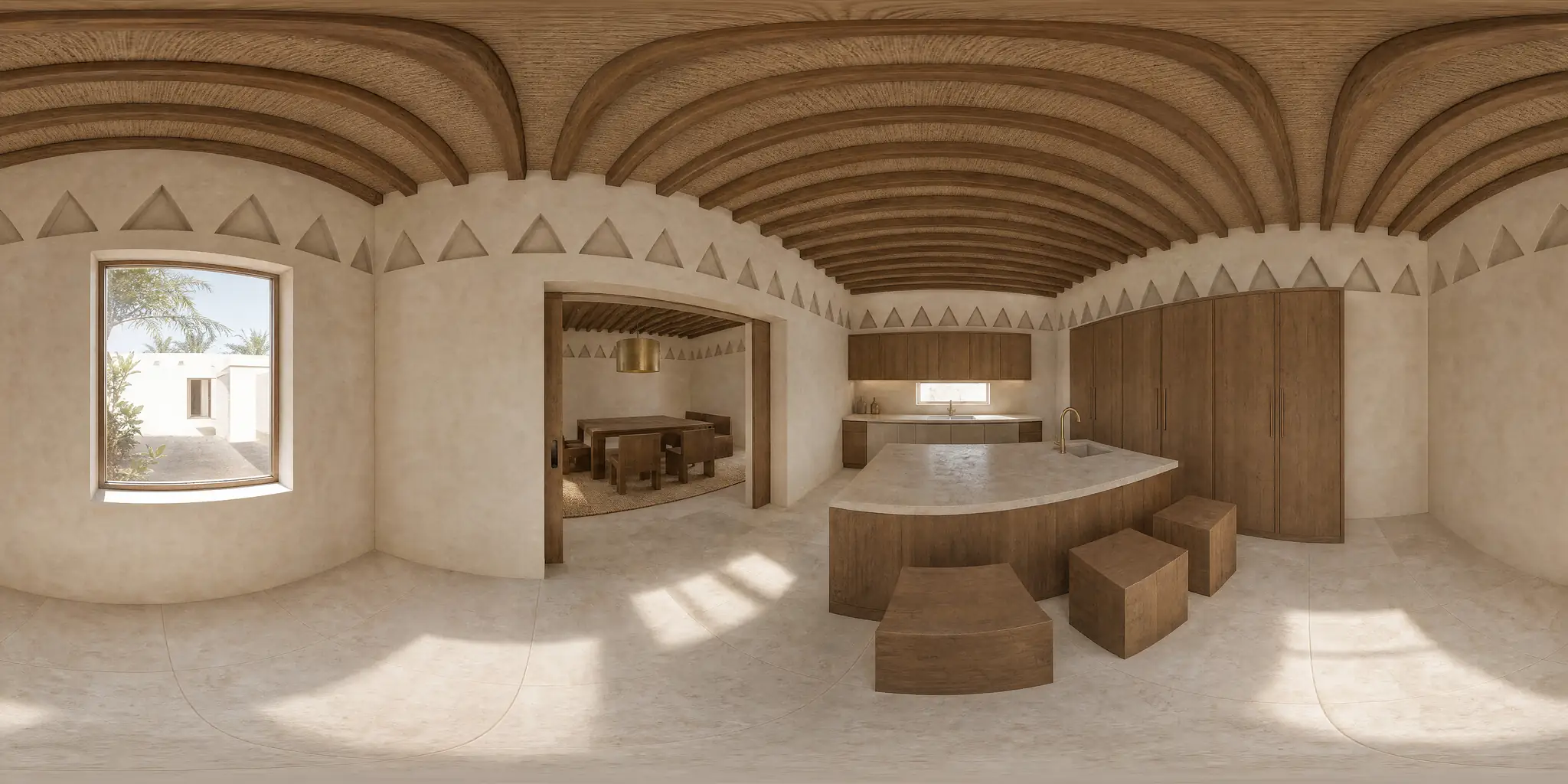 Panoramic viewer of the kitchen and pantry. Drag to look around.